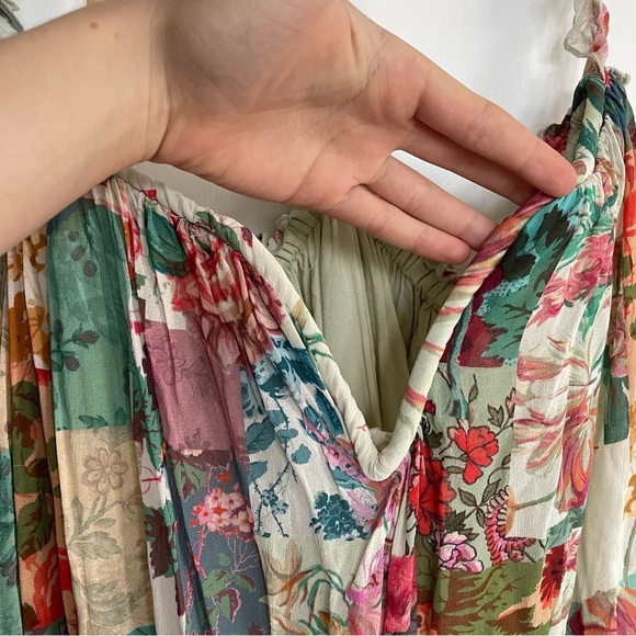 Anthropologie Chiffon Shift Midi Dress Boho Floral Ruffle Wire Neckline Flowy XL - Picture 7 of 15